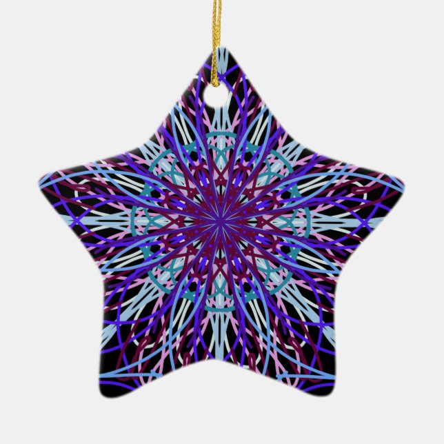 Adorno De Cerámica Purple Black Kaleidoscope Mandala Art (Frente)