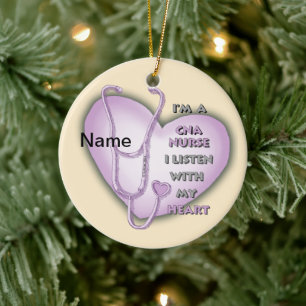 Adorno De Cerámica Purple CNA Nurse custom name Ornament