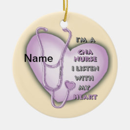Adorno De Cerámica Purple CNA Nurse custom name Ornament