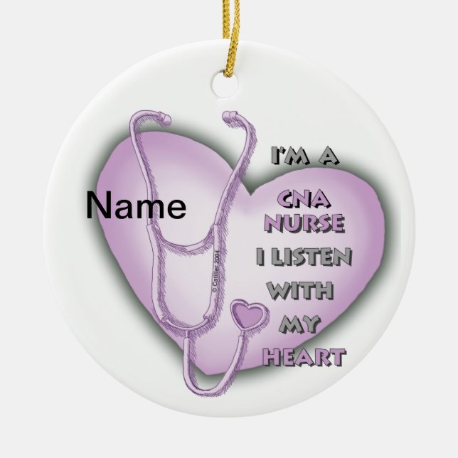 Adorno De Cerámica Purple CNA Nurse custom name Ornament (Frente)