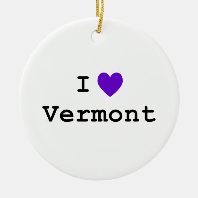 Adorno De Cerámica Purple I Love Vermont (Frente)