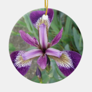 Adorno De Cerámica Purple Iris Personalizado Cumpleaños