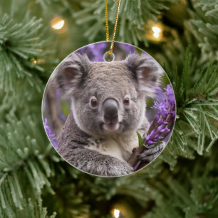 Adorno De Cerámica Purple Jacaranda Koala Bear,