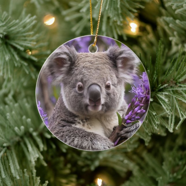 Adorno De Cerámica Purple Jacaranda Koala Bear, (Árbol)