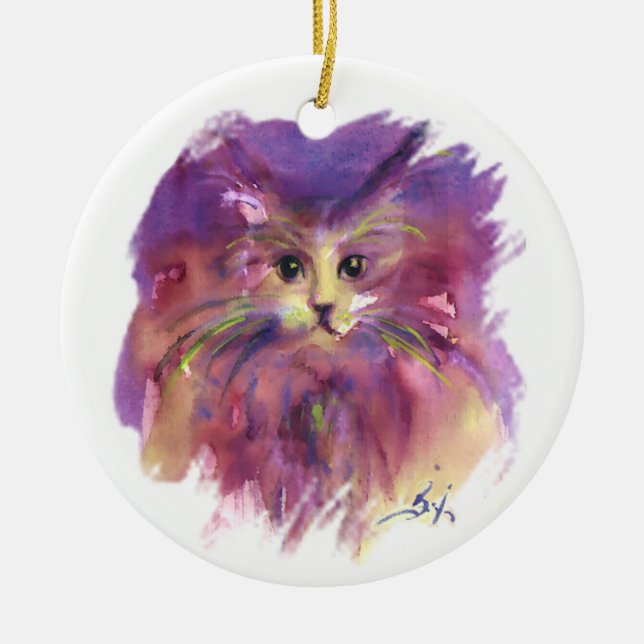 ADORNO DE CERÁMICA PURPLE KITTEN,KITTY CAT RETRAT (Frente)