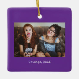 Adorno De Cerámica Purple Photo Keepsake Christmas