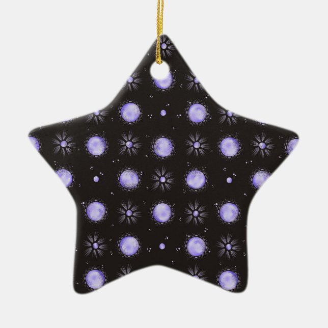 Adorno De Cerámica Purple Polka Dot Ceramic Star Ornament (Frente)
