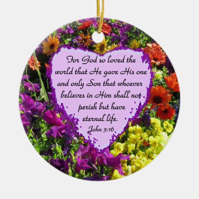 ADORNO DE CERÁMICA PURPLE WILDFLOWER JOHN 3:16 (Frente)