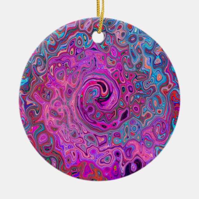 Adorno De Cerámica Púrpura, azul y rojo Resumen Swirte retro (Frente)