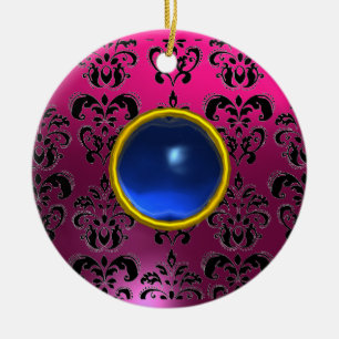 ADORNO DE CERÁMICA PÚRPURA DE COLOR ROJO CLASINO FUCHSIA DAMASK GEM