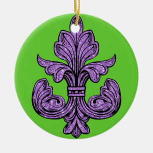 Adorno De Cerámica Púrpura de la flor de lis