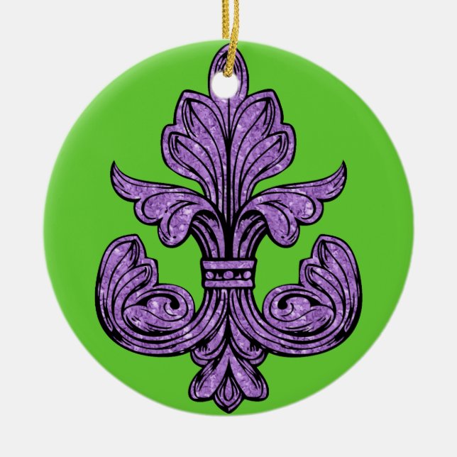 Adorno De Cerámica Púrpura de la flor de lis (Frente)