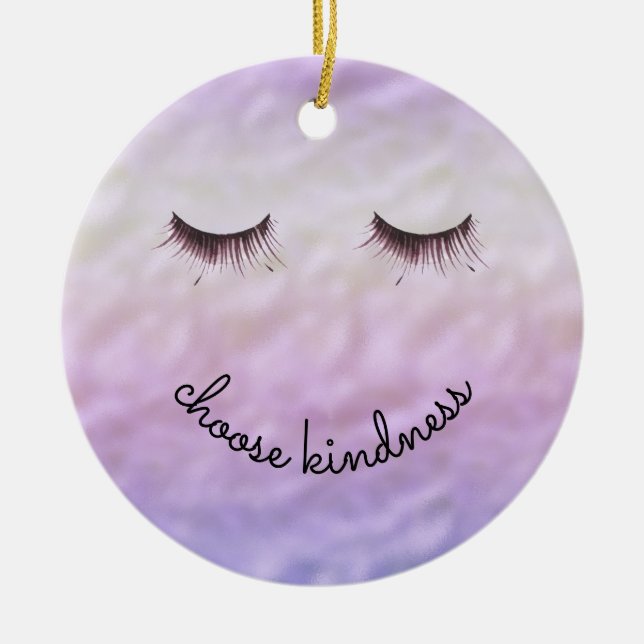 Adorno De Cerámica Púrpura rosa Ombre Negro Eyelashes Amabilidad (Frente)