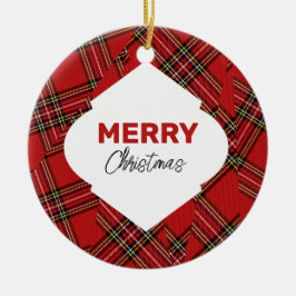 Adorno De Cerámica Purpurina artístico Feliz Navidad Placa roja