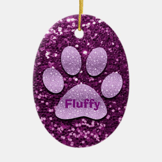 Adorno De Cerámica Purpurina de Faux Puppy Paw (Frente)