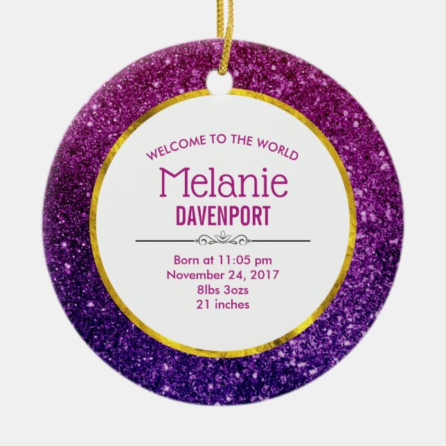 Adorno De Cerámica Purpurina de guijarros rosados y morados (Frente)