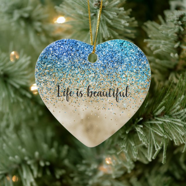 Adorno De Cerámica Purpurina de oro Aqua Purple Sparkle (Árbol)