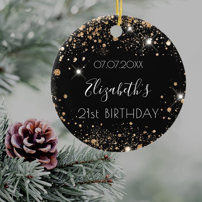 Adorno De Cerámica Purpurina de oro negro de cumpleaños nombre de pol (Subido por el creador)