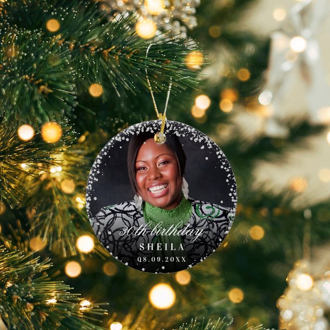 Adorno De Cerámica Purpurina de plata de cumpleaños destelló nombre d (Subido por el creador)