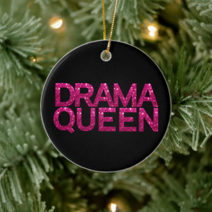 Adorno De Cerámica Purpurina Drama Queen Hot Pink personalizado