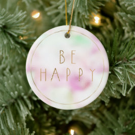 Adorno De Cerámica Purpurina Glam Gold Be Happy Mint Pink Tye