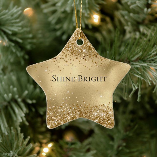 Adorno De Cerámica Purpurina Glam Gold Luxe Glitzy Sparkle (Árbol)