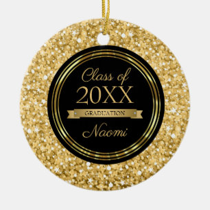 Adorno De Cerámica Purpurina Golden Sparkling