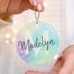 Adorno De Cerámica Purpurina holográfico irlandés Girly<br><div class="desc">Una moda de moda con un fondo purpurina en tonos pastel. Usted puede personalizar fácilmente con su monograma y/o nombre personalizado.</div>