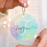 Adorno De Cerámica Purpurina holográfico irlandés Girly<br><div class="desc">Una moda de moda con un fondo purpurina en tonos pastel. Usted puede personalizar fácilmente con su monograma y/o nombre personalizado.</div>