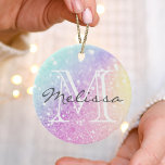 Adorno De Cerámica Purpurina irlandés Glam Colorful personalizado<br><div class="desc">Personalice fácilmente este elegante y colorido patrón de purpurina bokeh con su nombre personalizado y/o monograma.</div>
