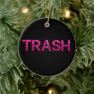 Adorno De Cerámica Purpurina Trash Hot Pink Personalizado