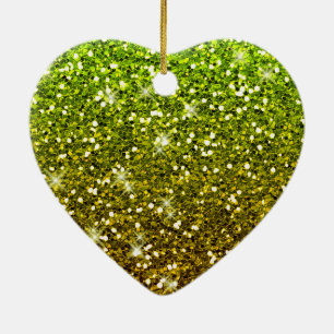 Adorno De Cerámica Purpurinas de oro verde brillante