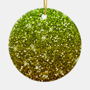 Adorno De Cerámica Purpurinas de oro verde brillante