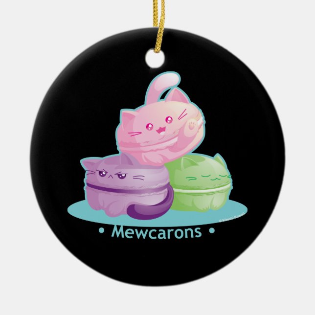 Adorno De Cerámica Purrista Pawfee: Gato lindo Macarons del gatito (Frente)