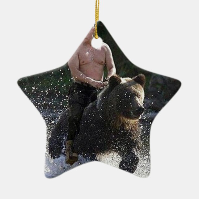 Adorno De Cerámica ¡Putin monta un oso! (Frente)