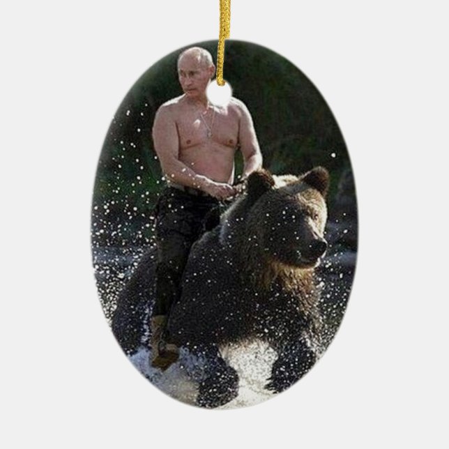Adorno De Cerámica ¡Putin monta un oso! (Frente)