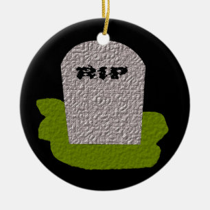Adorno De Cerámica QEPD Personalizado Tombstone Happy Halloween