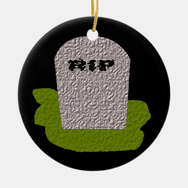 Adorno De Cerámica QEPD Personalizado Tombstone Happy Halloween (Frente)