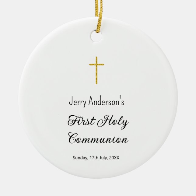 Adorno De Cerámica QR mínimo de la primera comunión santa católica (Frente)