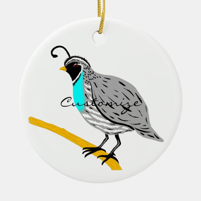 Adorno De Cerámica Quail Thunder_Cove de Bobwhite Blue (Frente)