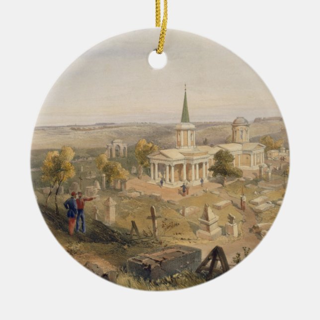 Adorno De Cerámica Quarantine el cementerio y la iglesia, placa 'del (Frente)