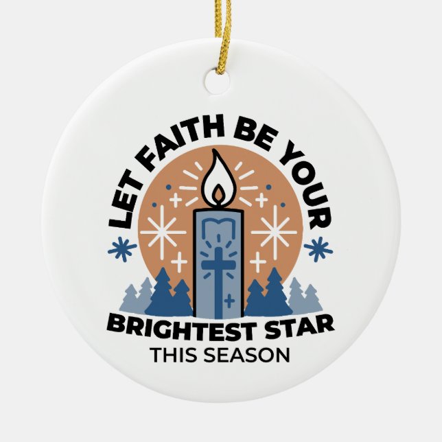 Adorno De Cerámica Que brille la fe: Tema del invierno (Frente)