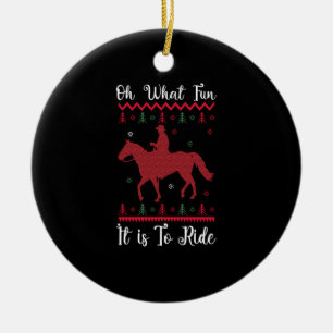 Adorno De Cerámica Qué divertido es montar a caballo en Navidad