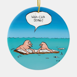Adorno De Cerámica ¿Qué estás haciendo? Divertido cartoon de naufragi