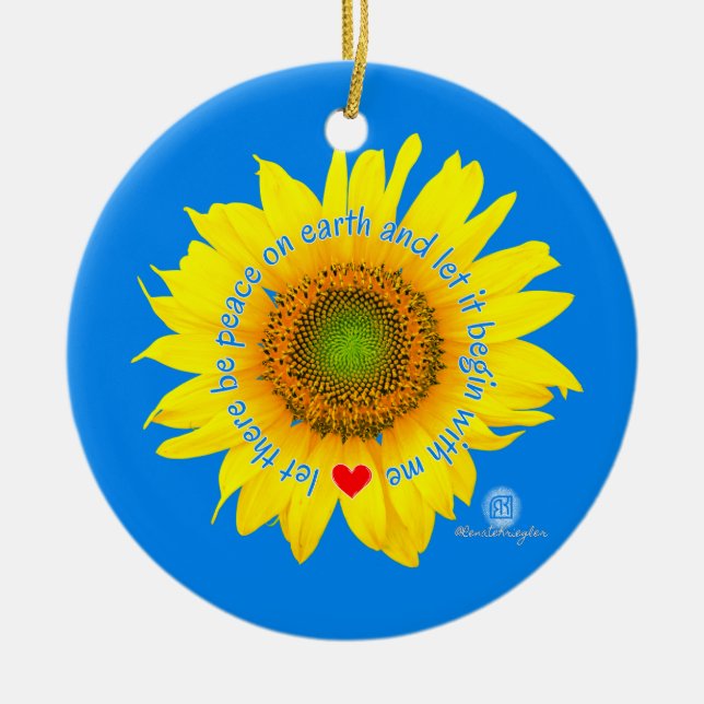 Adorno De Cerámica que haya paz en la tierra - girasol (Frente)