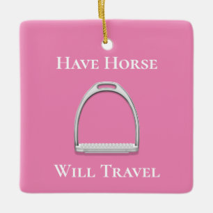 Adorno De Cerámica "Que los caballos viajen" Stirrup Iron Pink