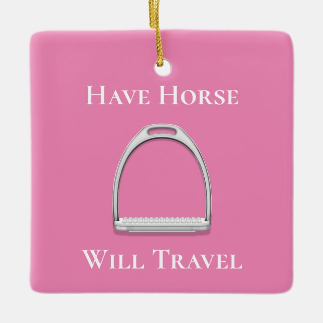 Adorno De Cerámica "Que los caballos viajen" Stirrup Iron Pink (Anverso)