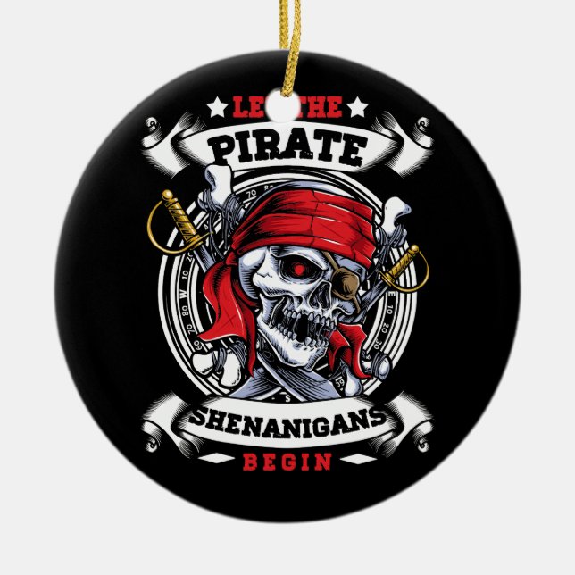 Adorno De Cerámica Que Los Piratas Shenanigans Empiecen Cruces Freebo (Frente)