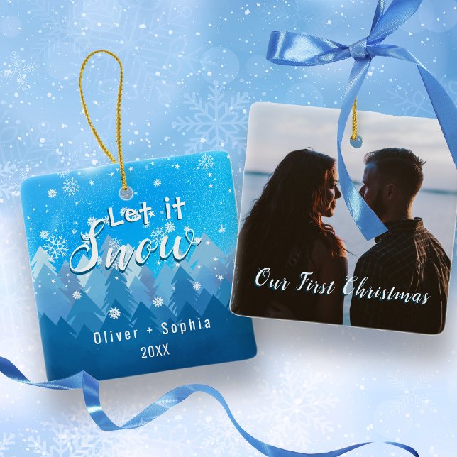 Adorno De Cerámica Que nieve nuestros primeros Navidades azul (Subido por el creador)