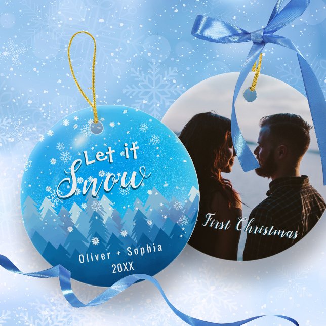 Adorno De Cerámica Que nieve nuestros primeros Navidades azul (Subido por el creador)